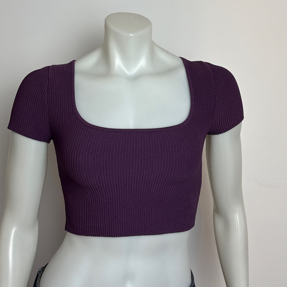 BABATON (Aritzia) Sculpt Knit Short Sleeve Crop Top. Ribbed. Medium. - Picture 4 of 9